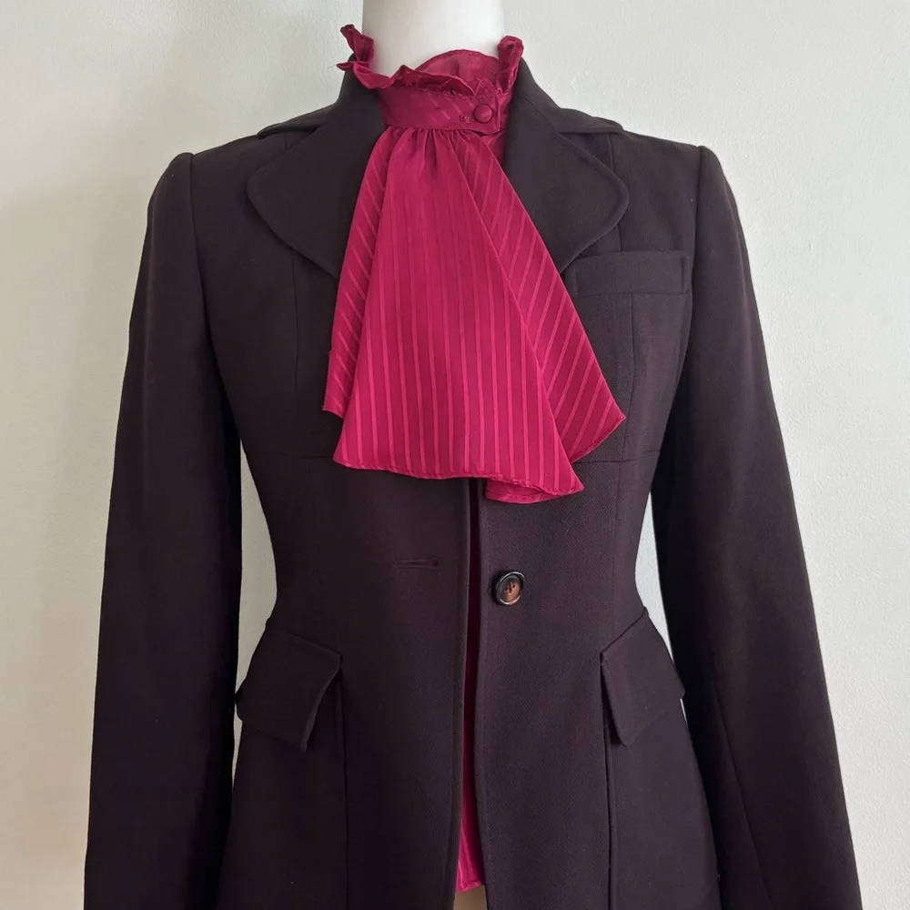 Vintage At Once Scarf collared blouse  Bow Detail size small - Picture 4 of 12